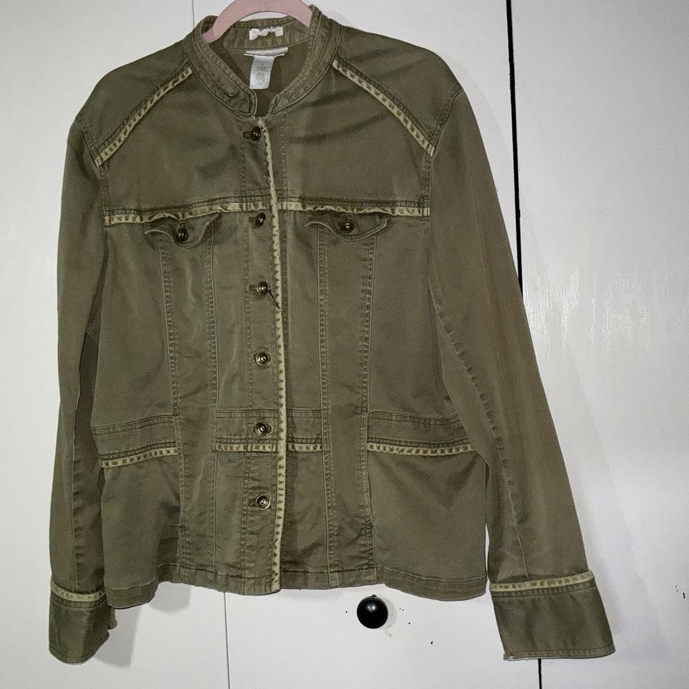 Jones New York Sport Women's Green Stretch Button Front Short Jacket XL